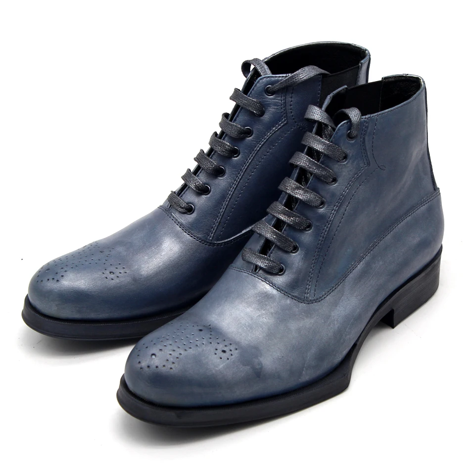 Мужские ботинки Мартенс из натуральной кожи ручной работы с резным