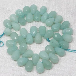 6x9mm Natural Faceted Blue Amazon Stone Amazonite Raindrop Teardrop  Spacer DIY For Necklace Loose B in Pakistan
