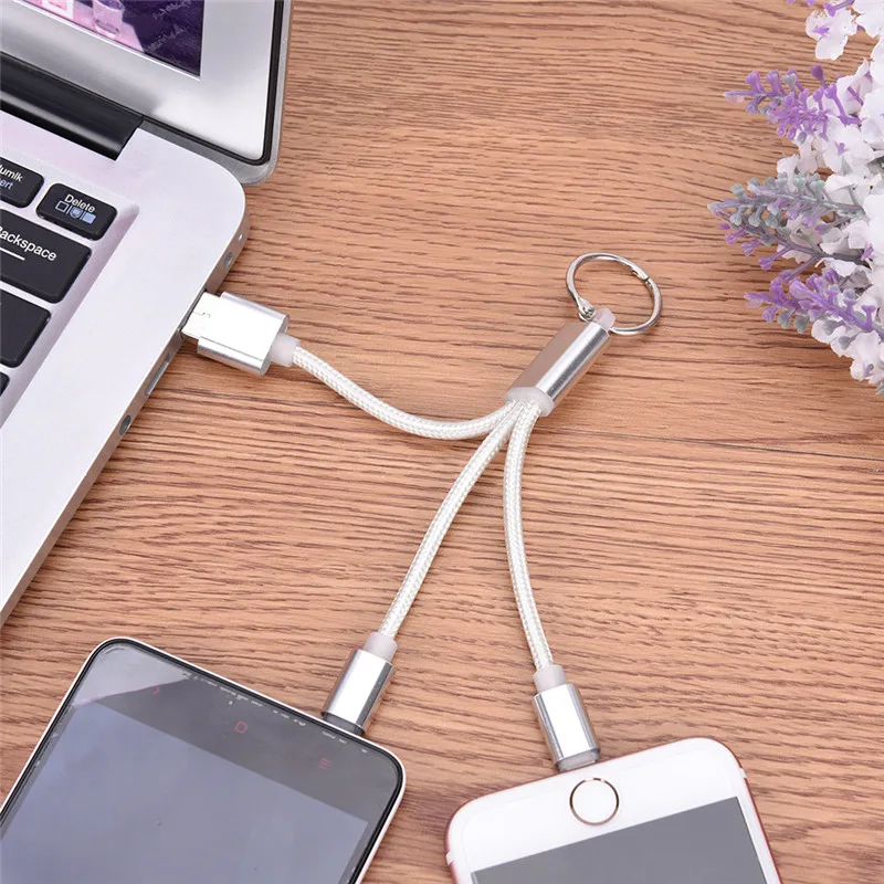 Высокое качество 2 в 1 USB кабель металлический брелок Micro USB кабель для передачи данных зарядное устройство брелок кабель 13,5 см
