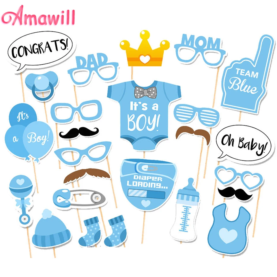 Amawill 25 шт. Baby Shower Photo Booth Реквизит его мальчик/девочки Дети сувениры партия