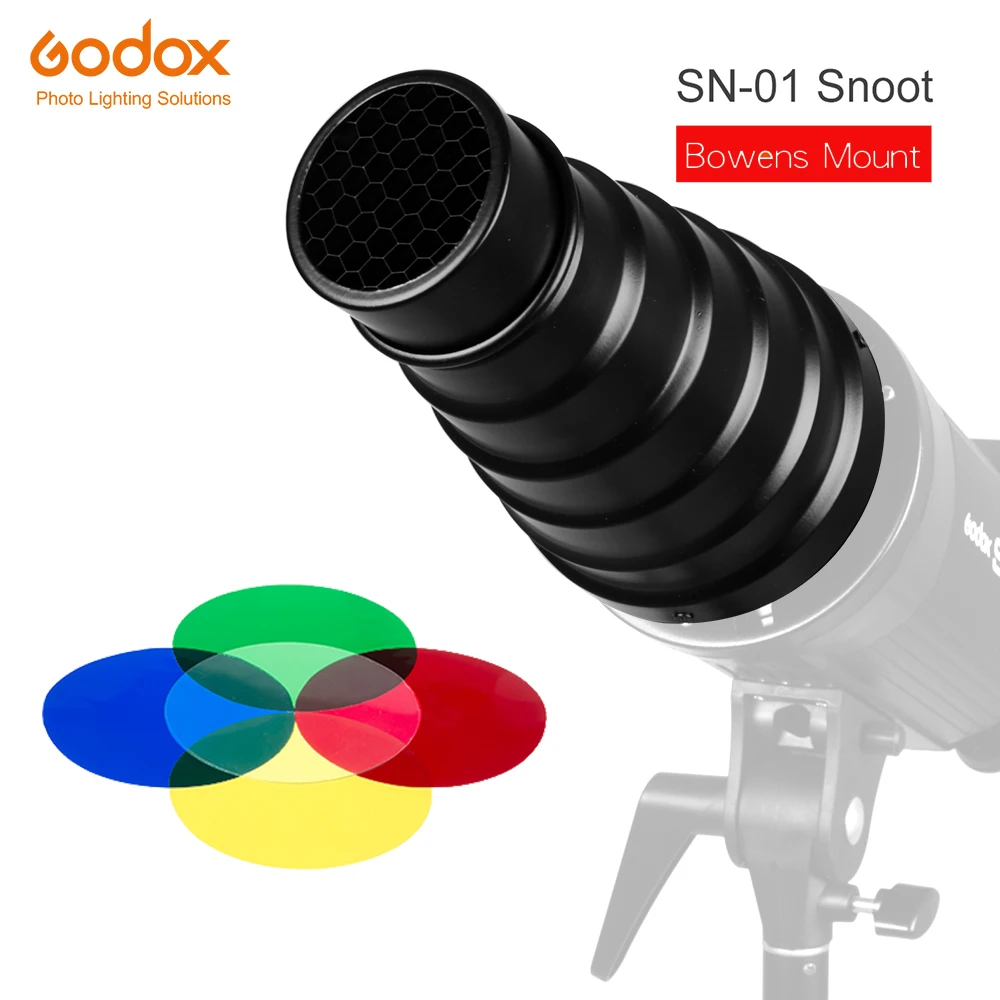 GODOX SN-01 Bowens крепление большой тубус профессиональный студийный светильник с цветным фильтром конические аксессуары для студийной вспышки