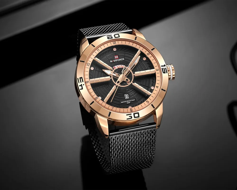 NAVIFORCE Модные Кварцевые спортивные часы Топ бренд Синий нержавеющая сталь повседневные водонепроницаемые наручные часы для мужчин часы Relogio Masculino