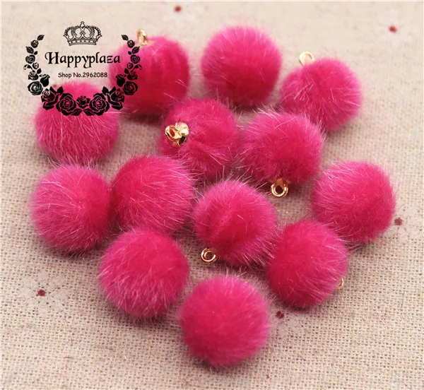 hot pink 16 мм имитация норки мех покрытый бусины для изготовления ювелирных изделий кулон шар DIY материал серьги фурнитура серьги ручной работы аксессуары - Цвет: hot pink