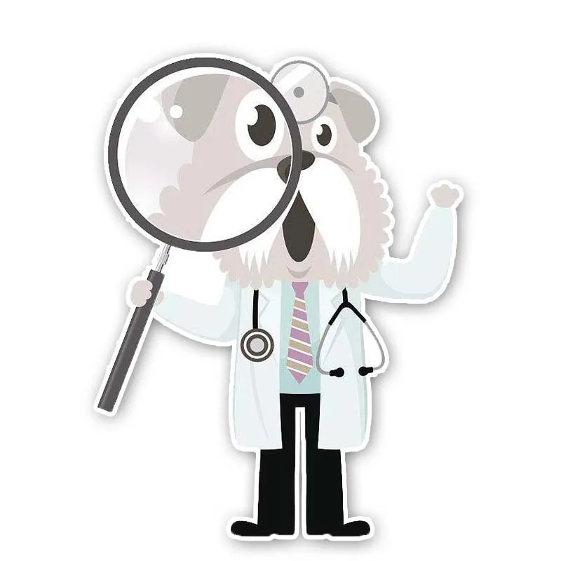 YJZT 10 3 см * 13 5 Dog Doctor с увеличительным стеклом ПВХ качественная Наклейка Стикер