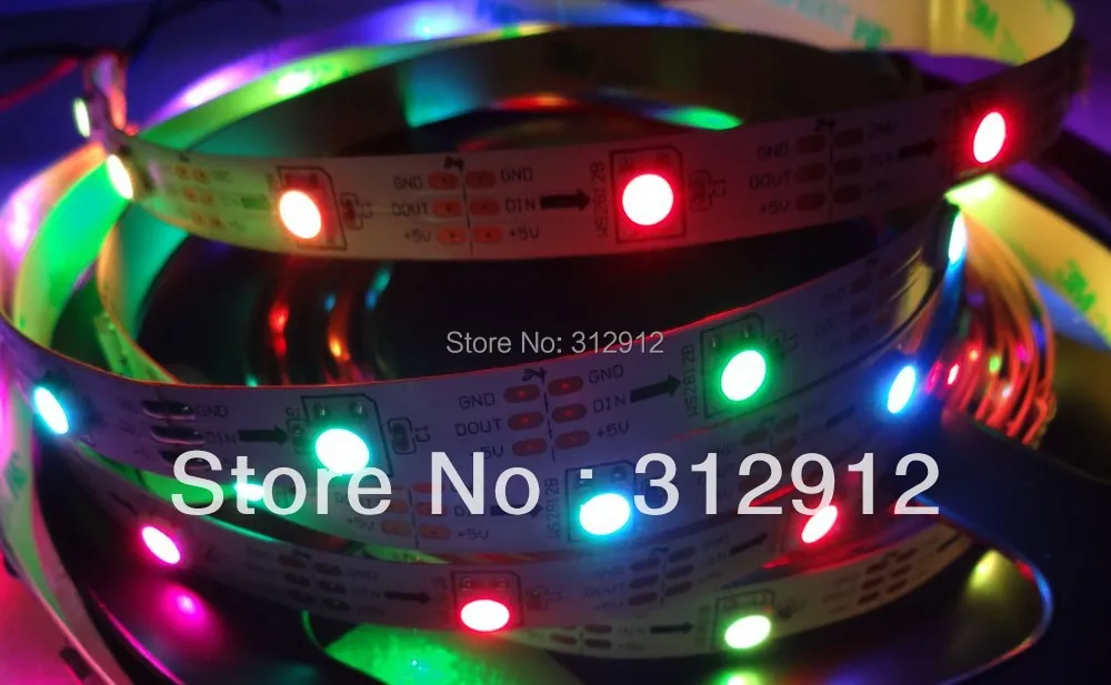 5m DC5V WS2812B led pixel srip не водонепроницаемый 30 шт WS2812B/M с пикселями 36 Вт Белая печатная