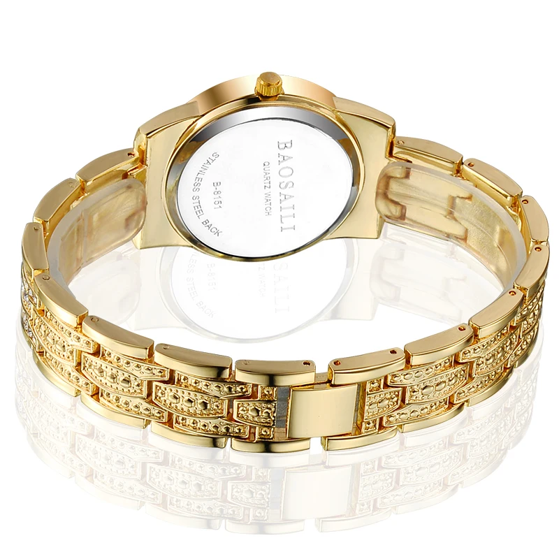 

BAOSAILI Luxury Rhinestones Gold Silver Shinning Ladies Dress Watch Alloy Waterproof Quartz Women Watches