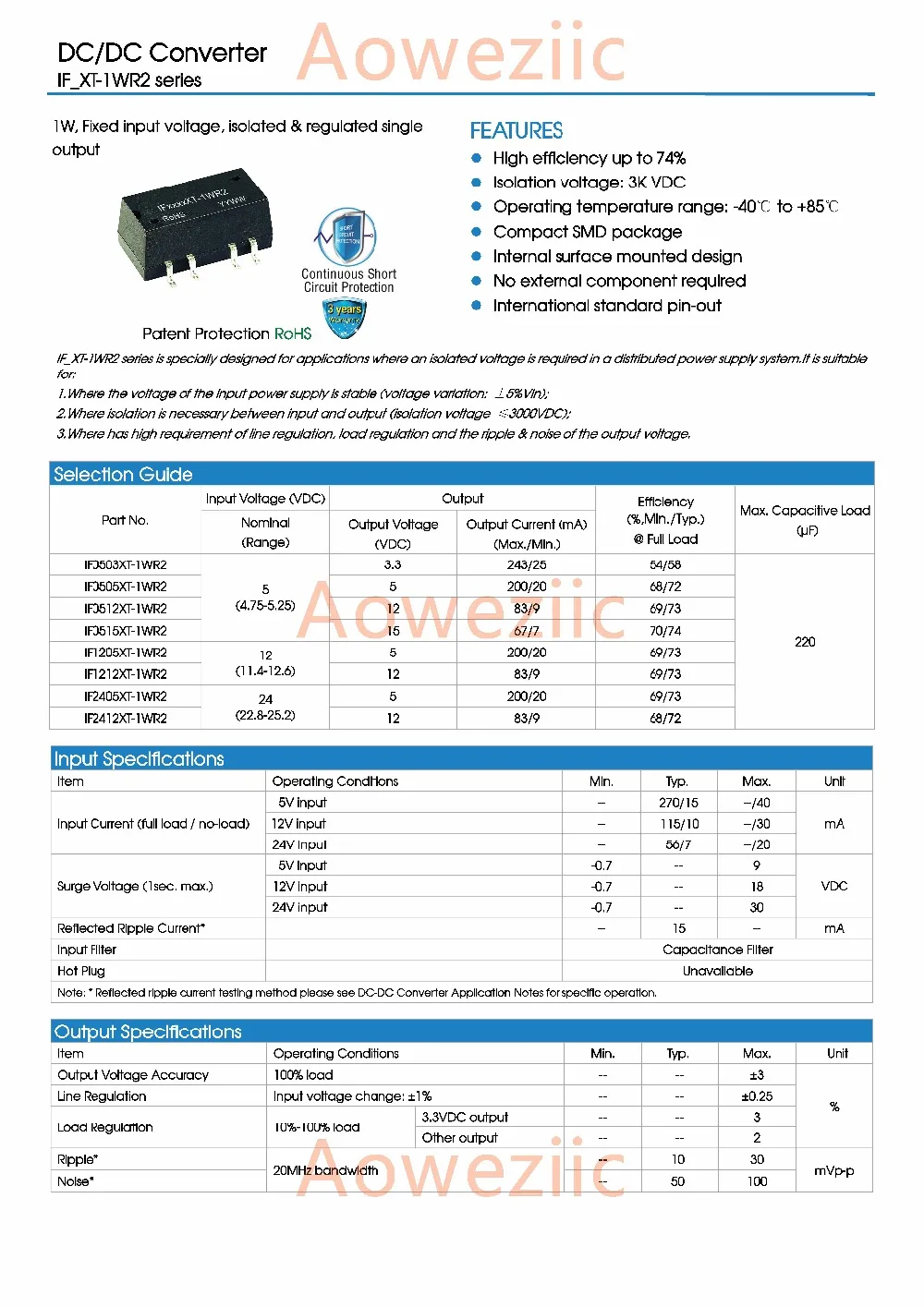 Aoweziic (1 шт.) (2 (5 (10 IF0512XT 1WR2 оригинальный SMD Вход: 5 В регулировать Выход: 12 0 08a DC 3 кВ