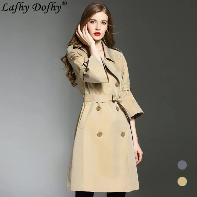 Новая весенняя и осенняя ветровка длинное двубортное большого размера свободное