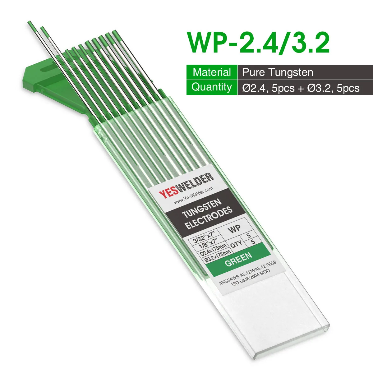 WP-2.4-3.2 Yesсварщик смешанные спецификации Упаковка TIG сварочный вольфрамовый электрод TIG сварочный аппарат стержневой сварочный аппарат запчасти - Цвет: WP-2.4-3.2
