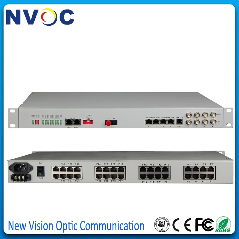 32-канальный FXO/FXS волоконный PCM мультиплексор SM двойное волокно 80 км FC 1ch 10/100M