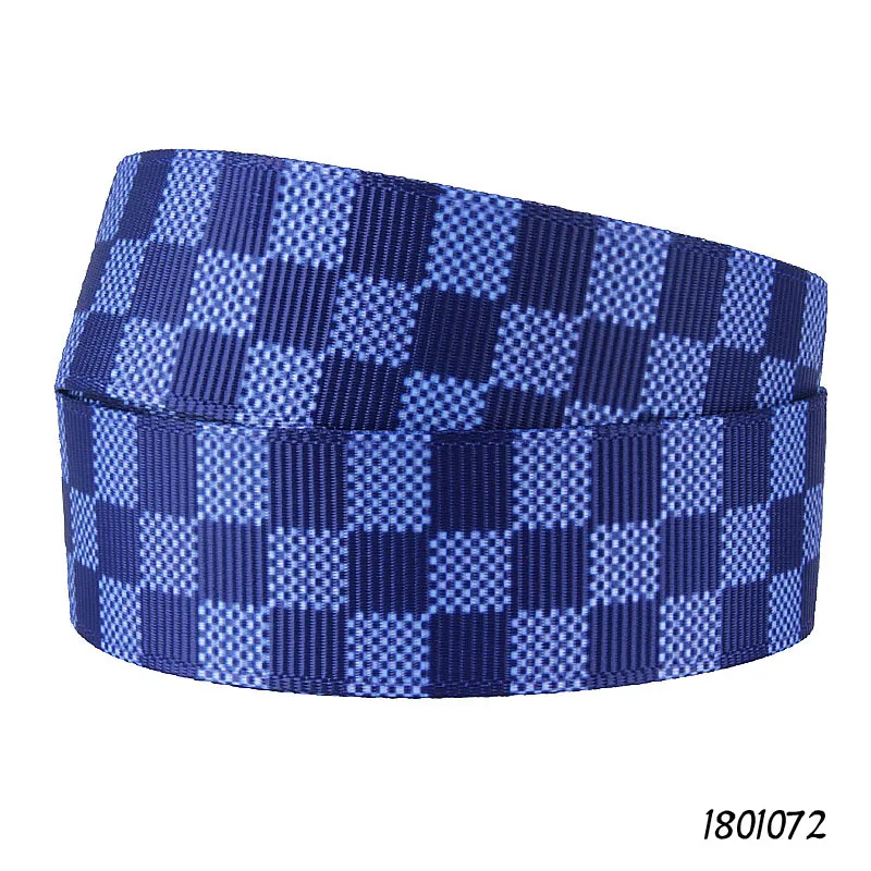 

FLRA Ribbon Flora Ribbons blue checked printed grosgrain ribbon for hair bows