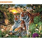 Картина по номерам CHENISTORY, тигры, семейные животные сделай сам, Современная Настенная живопись на холсте, домашний декор для уникального подарка