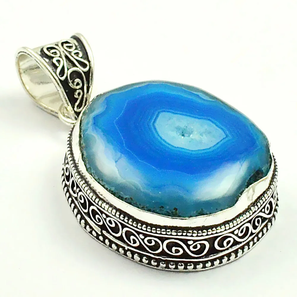 

Solar Quarts Antique Pendant Silver Overlay over Copper , 51 mm, P4789