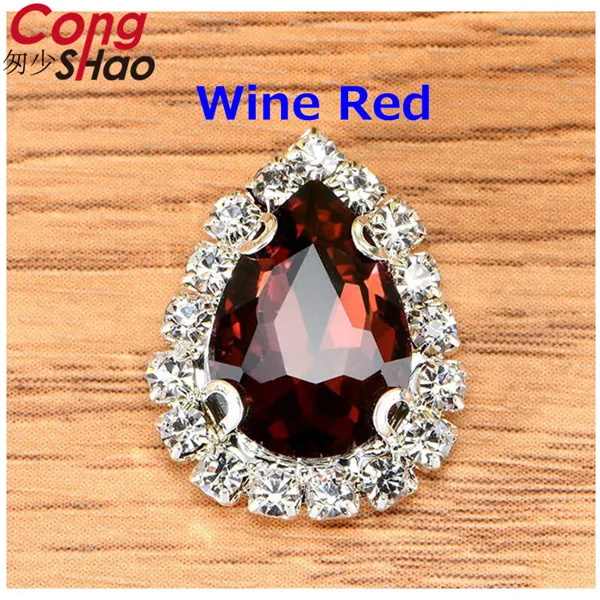 Wine Red Обведено со стразами! 10 шт./упак. каплевидные стеклянные стразы с когтями пришить Кристалл СТРАЗА под Камень алмазная металлическая основа ZZ1011 - Цвет: Wine Red