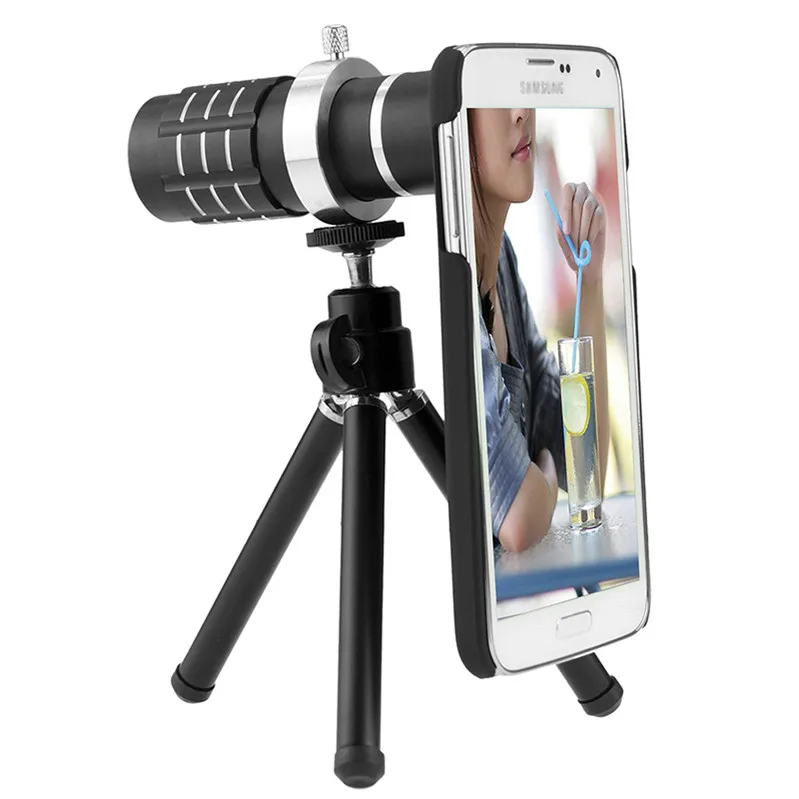 12X lens kits Black Камера 12X телефото телескоп для S8 S9 плюс Чехол цель штатив оптический телескоп объектив для Samsung Galaxy S8 S9 Плюс/Прямая - Цвет: 12X lens kits Black
