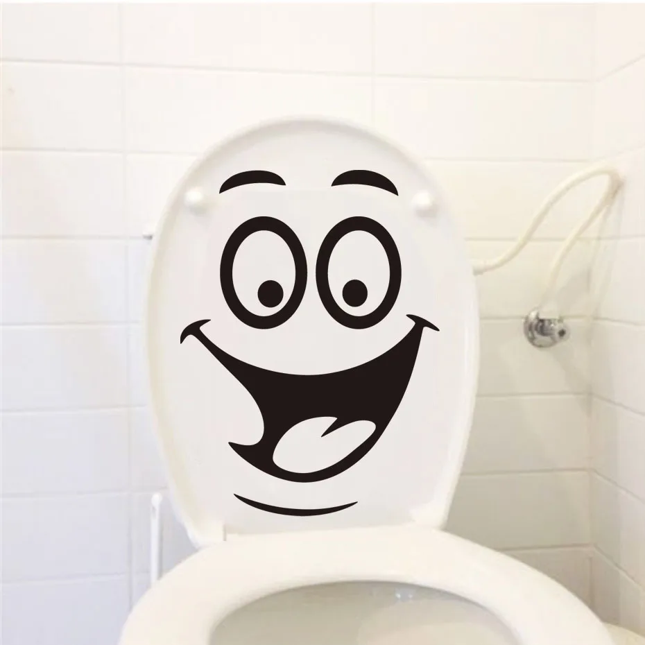 Наклейки на унитаз со смайликом украшение дома виниловые наклейки стены мытье