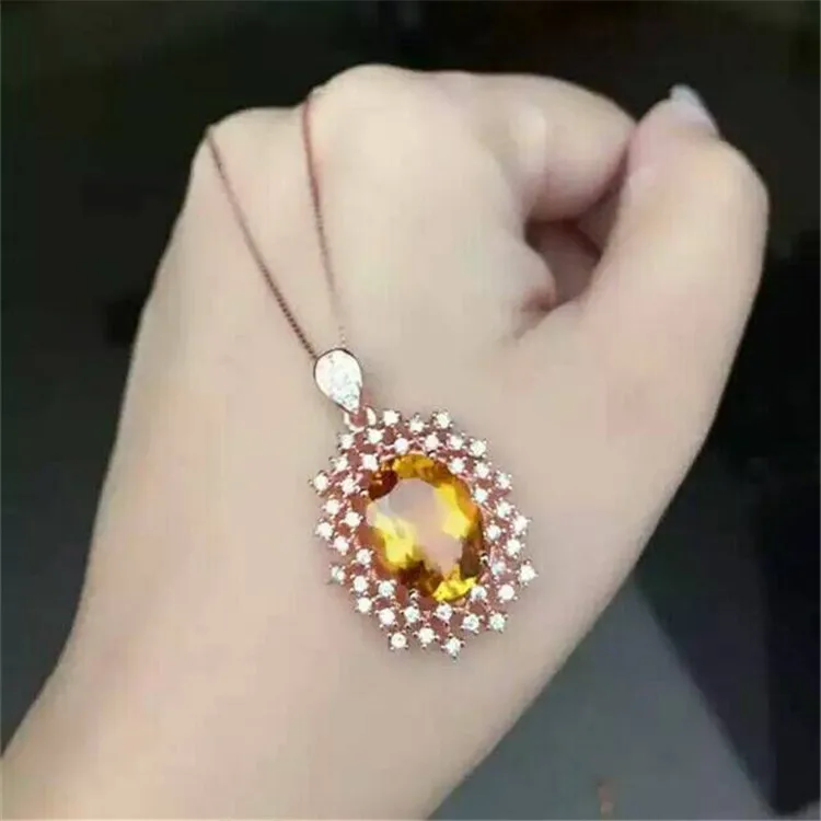 KJJEAXCMY boutique jewels 925 Чистое серебро инкрустация натуральный снег Кристалл желтый кристалл женское кольцо+ ожерелье+ кулон набор инкрустация