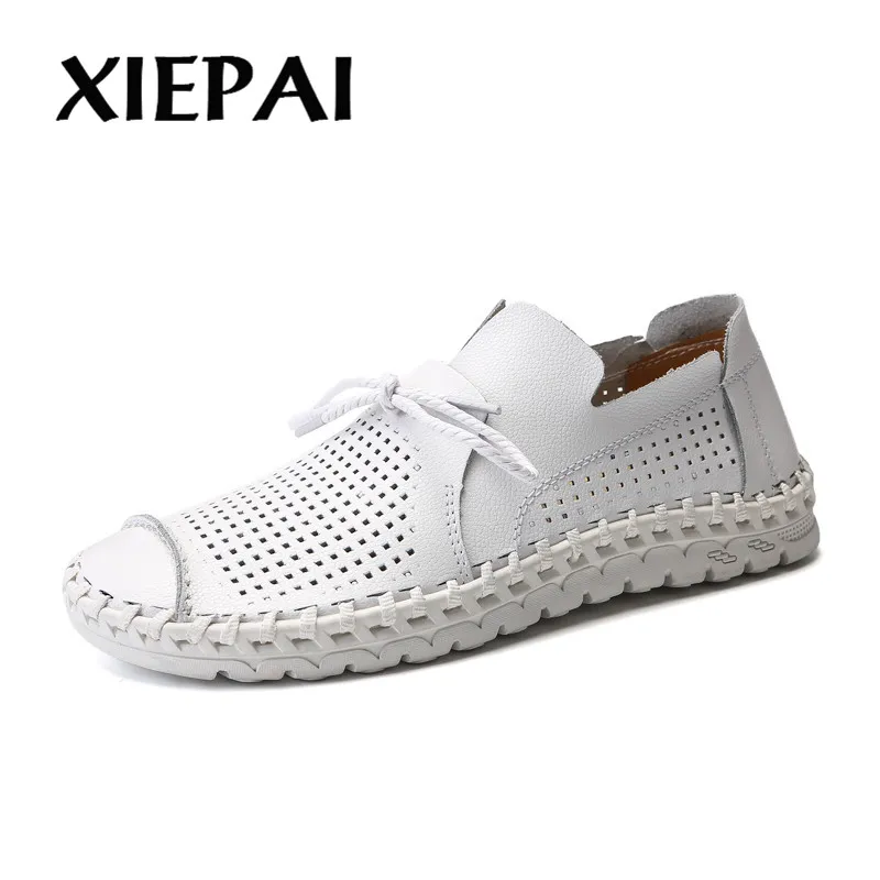 2019 мужская кожаная повседневная обувь дышащие летние мужские туфли для вождения