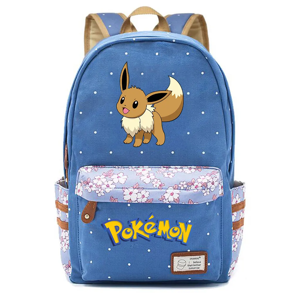 703CHK-05 Eevee Espeon Flareon Glaceon Jolteon школьная сумка в горошек для мальчиков и девочек, женская сумка, школьная сумка для подростков, Холщовый женский рюкзак - Цвет: 703CHK-05