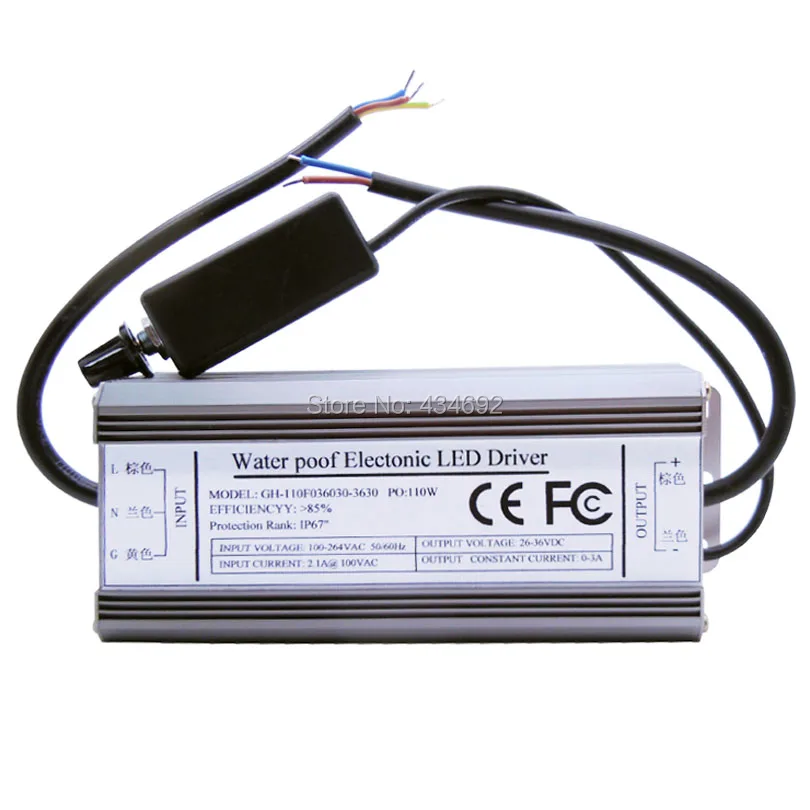 IP67 Водонепроницаемый 100W с диммером DC30 36V 0 3A Dimmable электронный светодиодный