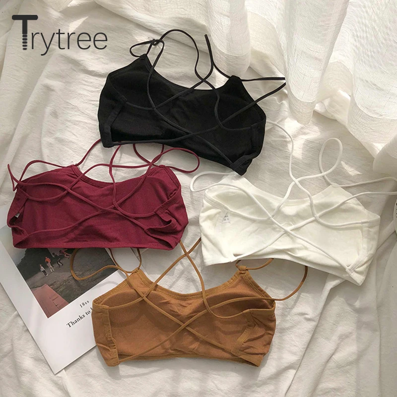 Trytree Майки Топы из модала Женские повседневные 4 вида цветов с вырезом сзади Топ