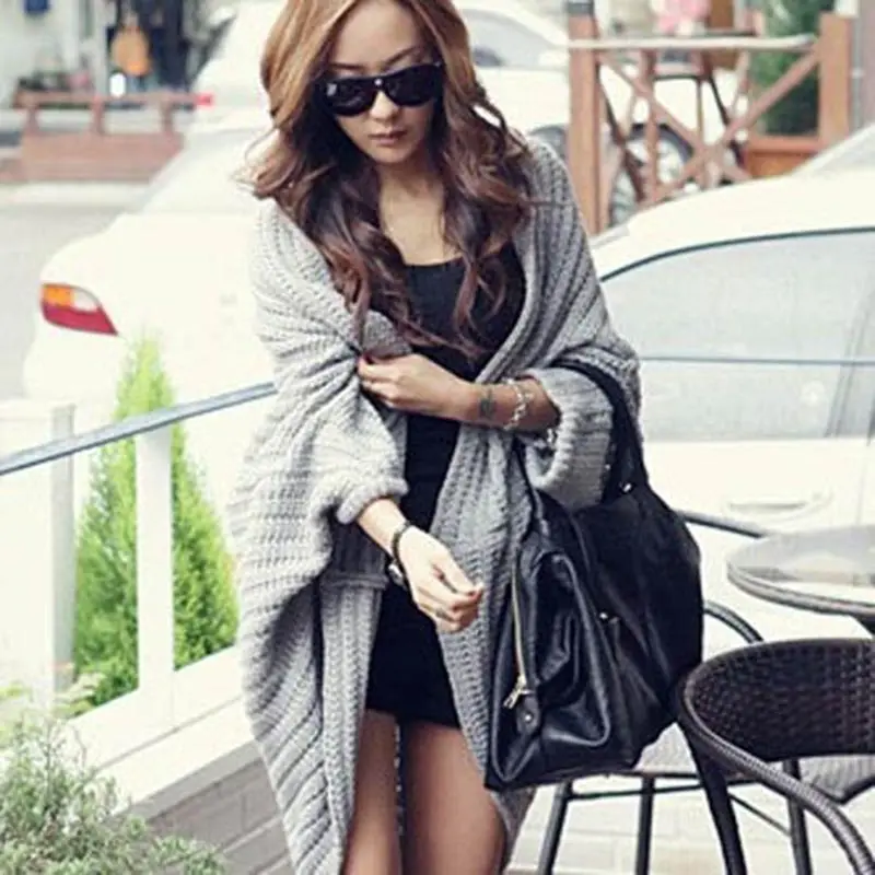 Рукав летучая мышь свитер-Новинка Европа шаль рукав свободные свитера сплошной