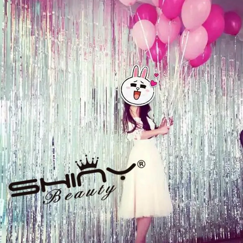 ShinyBeauty фольга занавеска 3X8FT розовое золото металлическая дверь окно вечеринка