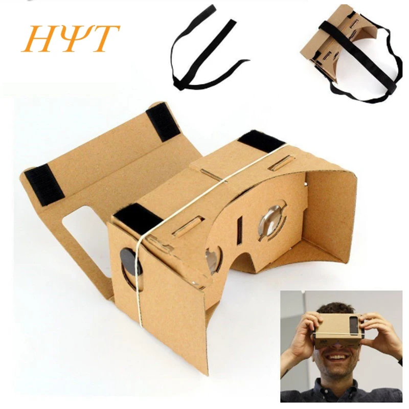

DIY Cardboard Virtual Reality Glasses VR Mobile Phone 3D Viewing Glasses for 5.0" Screen Or With Head Mount Strap Belt