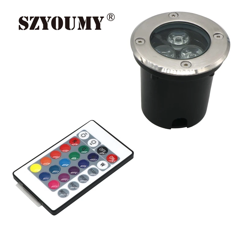 SZYOUMY LED 3 Вт RGB подземный свет может управляться 24 клавишами контроллера