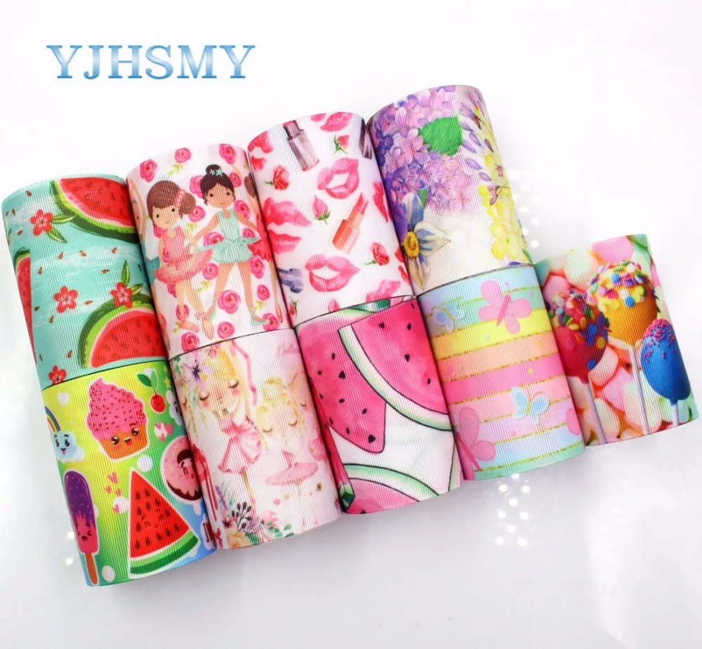 

YJHSMY I-18428-25,10 yards, 75 mm Cartoon Printed grosgrain ribbons,DIY handmade Hair accessories Material wedding gift wrap