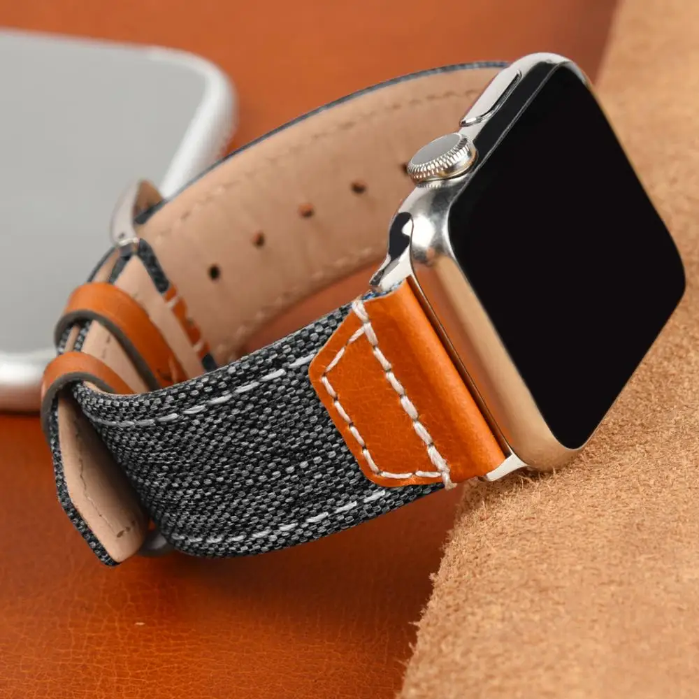 Ремешок нейлоновый кожаный для Apple Watch Series 4/3/2/1 4 цвета ремешок часов iWatch 38 мм 42 40 44