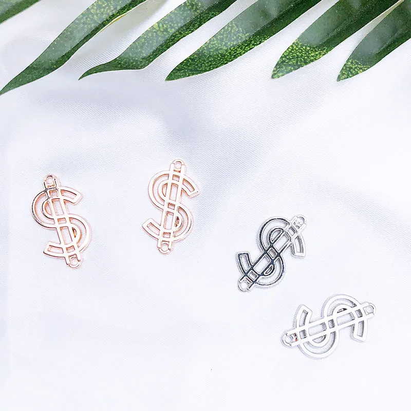 10 шт. долларовый знак металлические подвески серьги Золотой/Серебряный тон