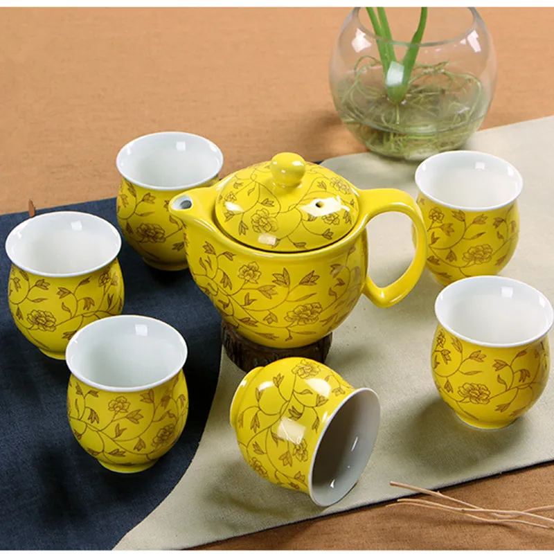 Свадебные украшения китайский чайный сервиз 6 шт Теплоизоляционный 1 чайник. Кунг