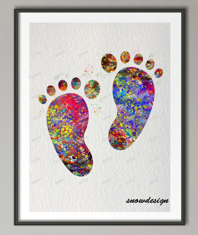 DIY Rikivity оригинальный ребенок ноги стены искусства холст живопись детский душ