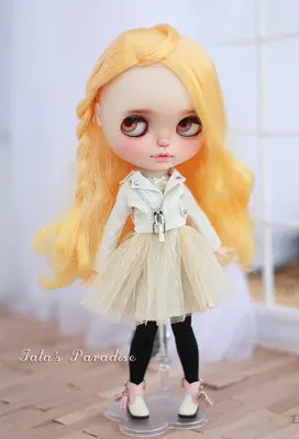 Blyth кукла модная большая голова кукла кожаная куртка доступна для кукла азон S кукла licca аксессуары - Цвет: rice white