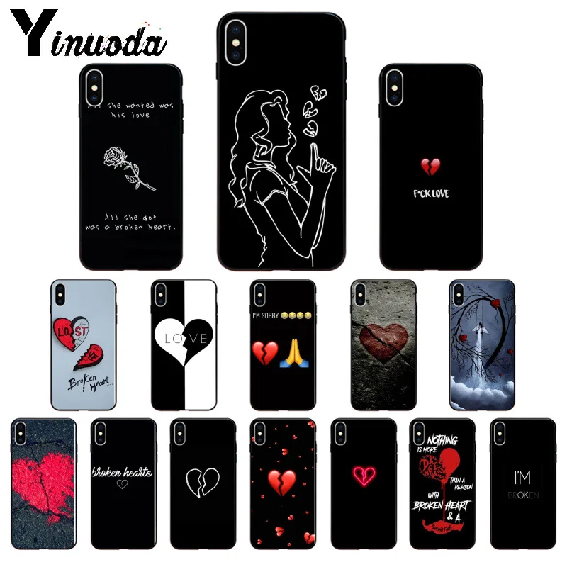 Yinuoda силиконовый мягкий ТПУ чехол для телефона с разбитым сердцем iPhone 5 5Sx 6 7plus 8 8Plus