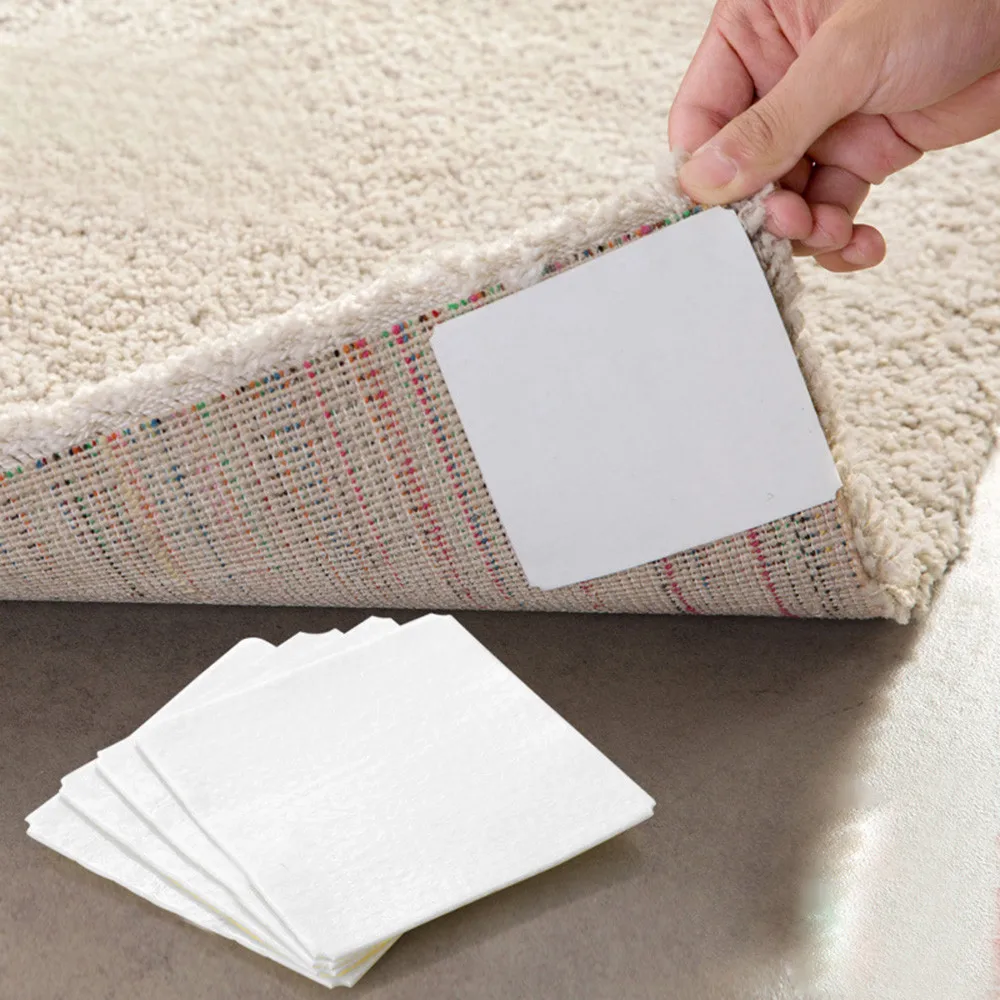 4 PCS Bath Rug Mat Carpet Pad Double-sided adhesive Sticker Anti Slip PadsAnti Corners Gripper Stopper #BZ | Дом и сад