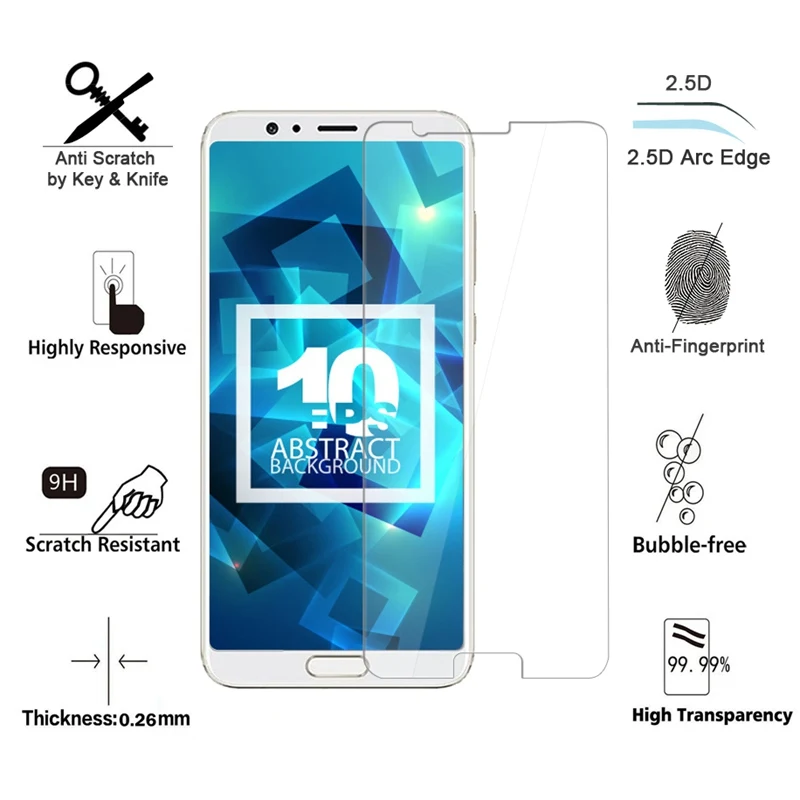 WHAY прозрачный защитный Стекло для huawei Honor V10 Экран протектор Закаленное стекло 2.5D