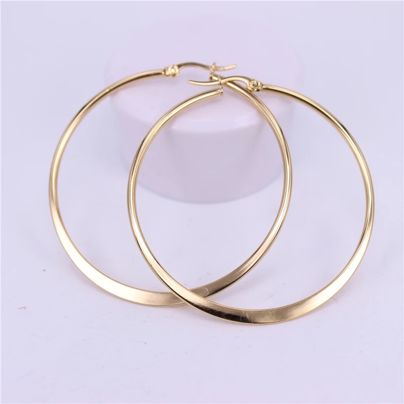gold color 30mm MGUB 15 мм 20 мм 30 мм 40 мм 50 мм 60 мм 70 мм простые легкие удобные популярные женские серьги из нержавеющей стали LH526 - Окраска металла: gold color 30mm