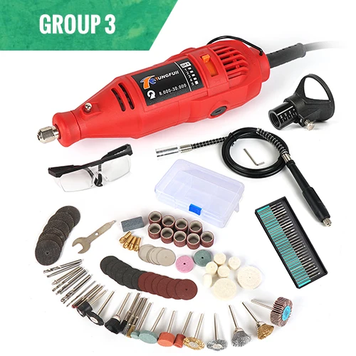 Drill107pcsshaftbox TUNGFULL гравер Электрический 220 В 130 Вт роторный Набор инструментов с переменной скоростью электроинструмент аксессуары электрический шлифовальный станок - Цвет: Drill107pcsshaftbox