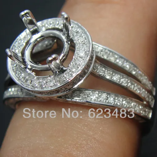 

SOLID 14K WHITE GOLD 8MM ROUND CUT DIAMOND SEMI MOUNT ENGAGEMENT RING