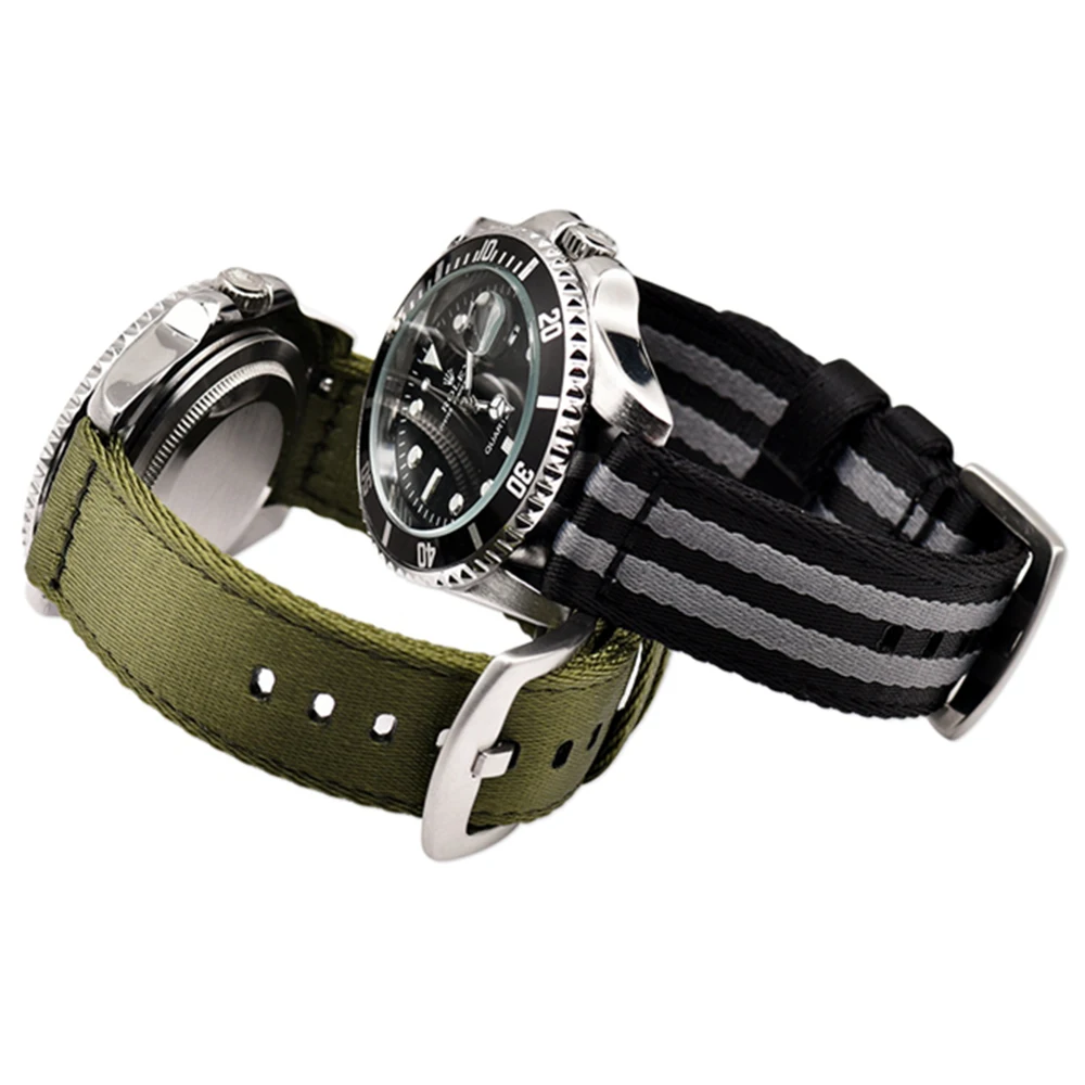 BEAFIRY Breathable Woven Nylon  Watch Band 18mm 20mm 22mm 24mm Lightweight  Canvas Watch  Straps Watchbands Sports