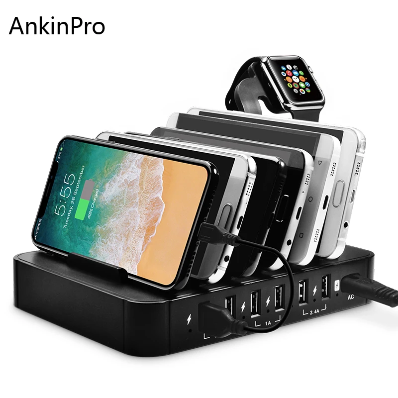 CinkeyPro 6 Порты станция для зарядки с USB наручных часов Apple Watch док samsung iPhone iPad