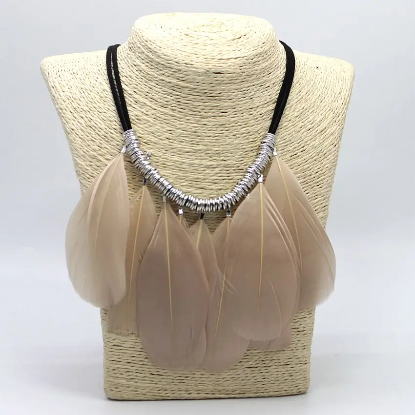 Акция ожерелье с перьями Новые Модные женские ювелирные изделия винтажное