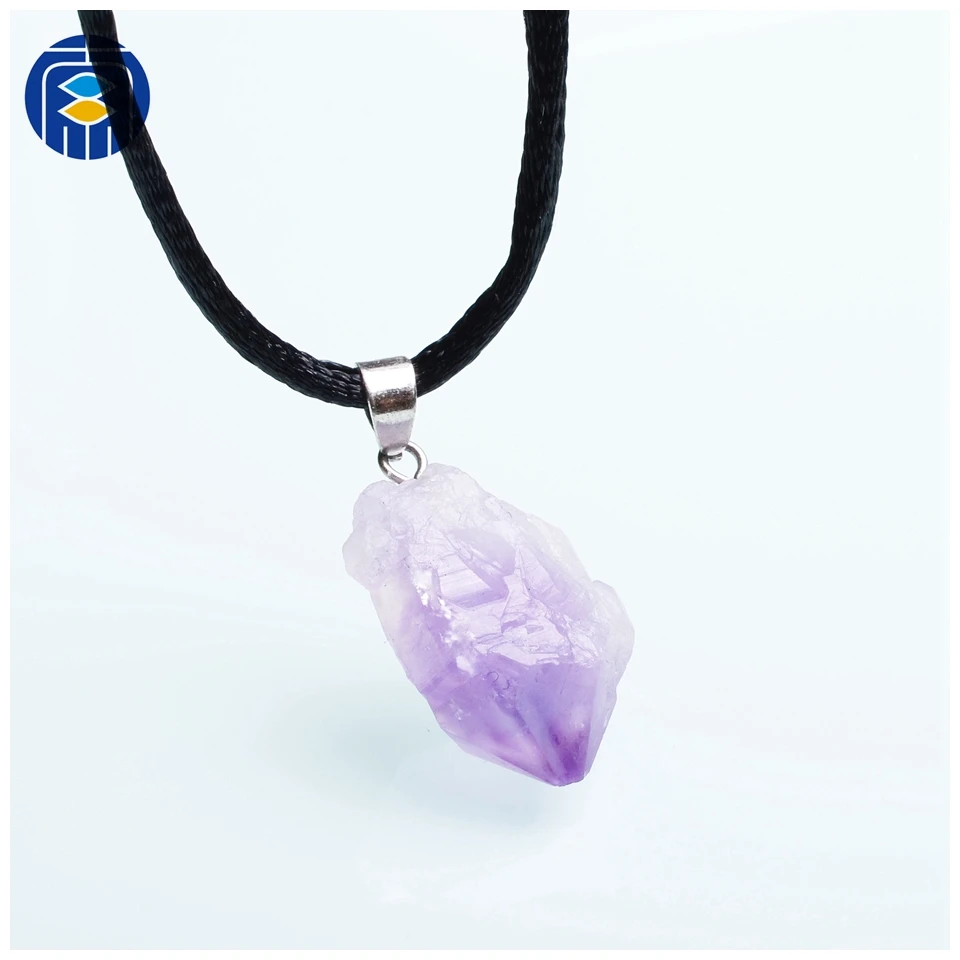 Женское ожерелье с подвеской из натурального камня, аметиста