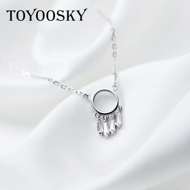 

Real 925 Sterling Silver Necklace Personality Fashion Circular Tassels Necklaces Temperament Silver Accessories
