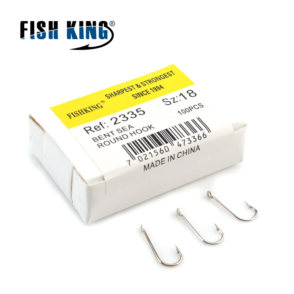 FISH KING 2335 круглый крючок из углеродистой стали 100 шт./лот 10 #-20 # острый с бородкой