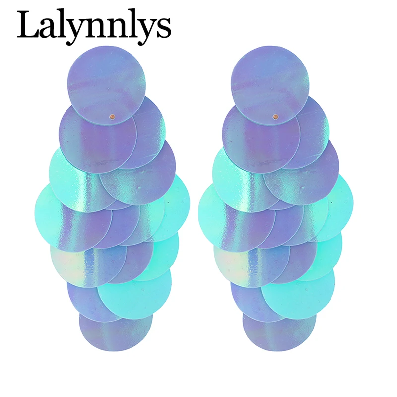 Lalynnlys, трендовые синие висячие серьги, морская звезда, раковина, цветок, натуральный камень, серьги для свадьбы, вечеринки, лета, пляжа, ювелирные изделия