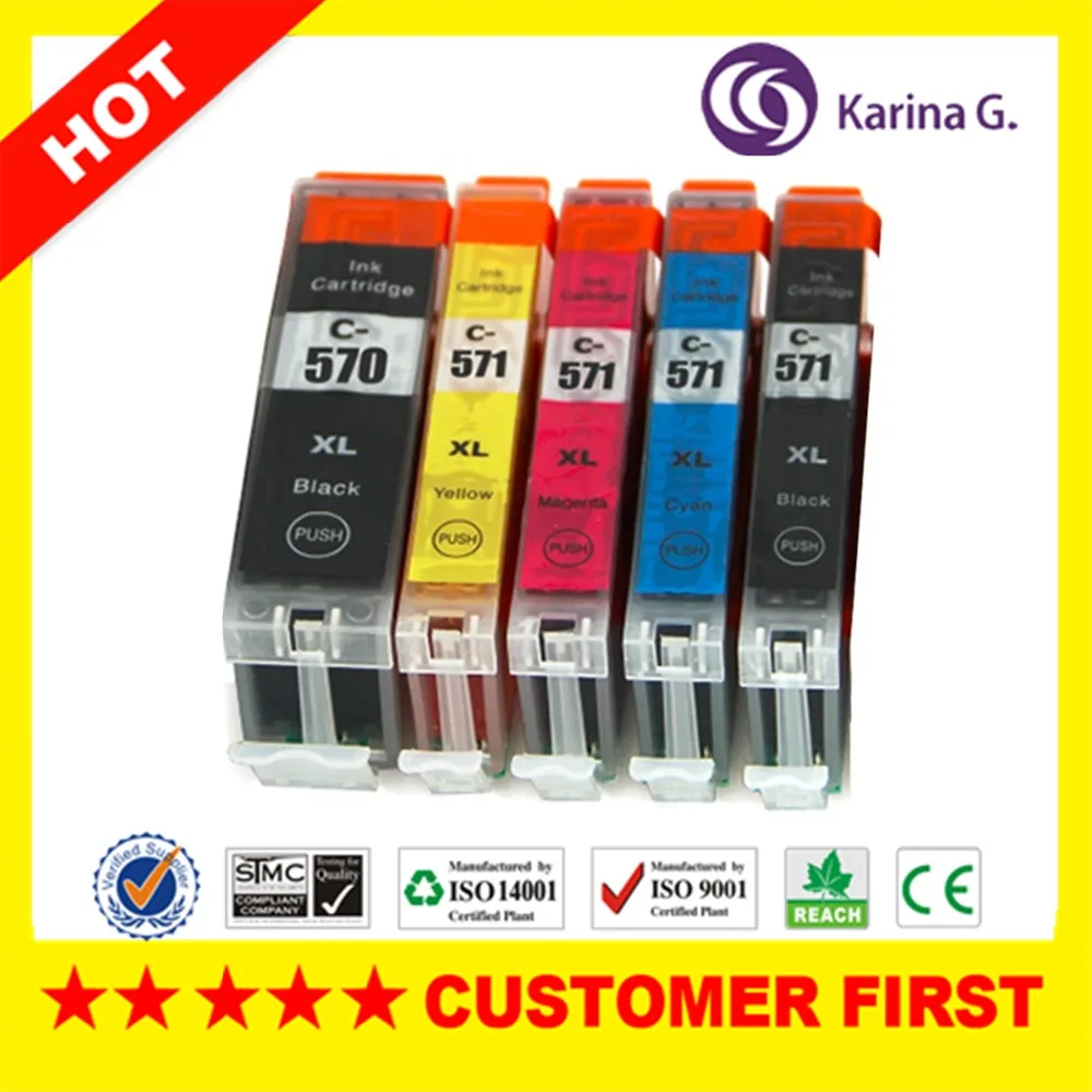 5X Совместимый струйный картридж для Canon PGI 570 MG5750 MG5751 MG5752 MG5753 MG6850 MG6851 MG6852 MG6853