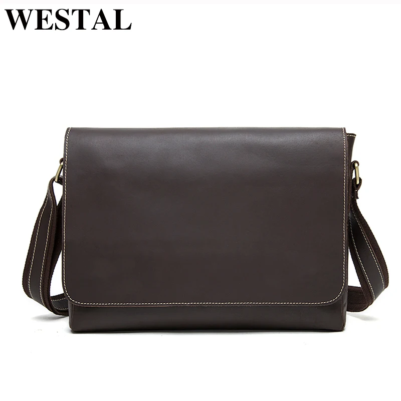 Мужские сумки WESTAL Crazy Horse из натуральной кожи, Винтажный Мужской портфель, сумка-мессенджер, мужские сумки через плечо, сумка через плечо для мужчин 113